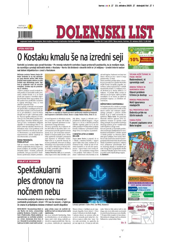 Naslovnica (cover) Dolenjski list