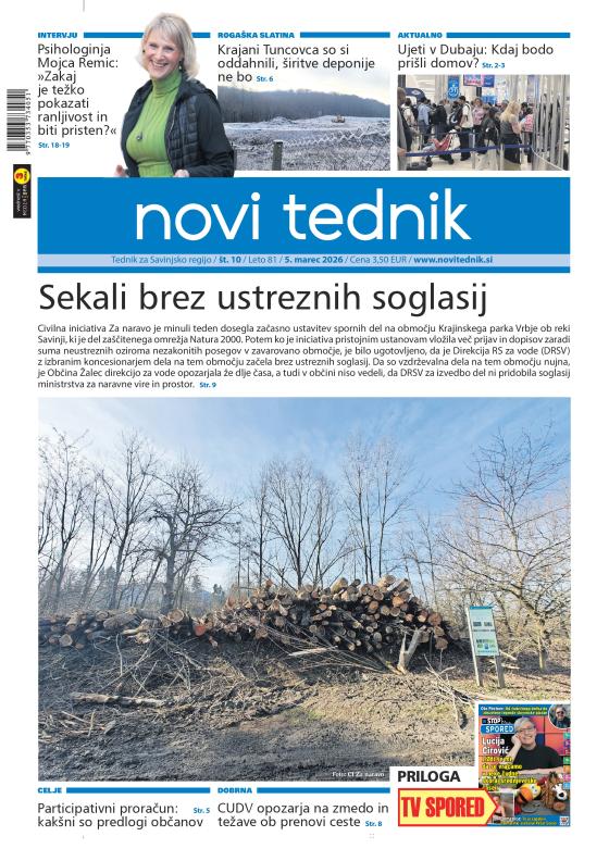 Naslovnica (cover) Novi tednik